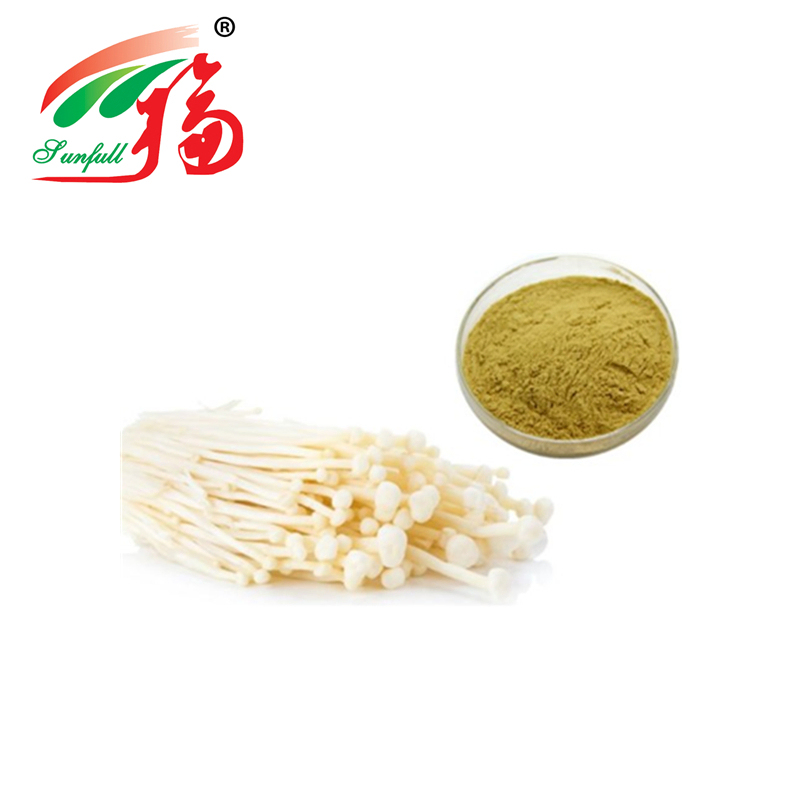 Food Grade Enoki Mushroom Extract with 50% Polysaccharides Fine Brown Yellow Powder and Good Solubility in Water